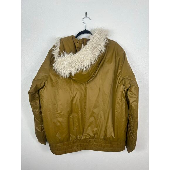 Offline By Aerie Leight Weight Sherpa Hooded Snap Button Jacket Gold Sz Large - Picture 7 of 7